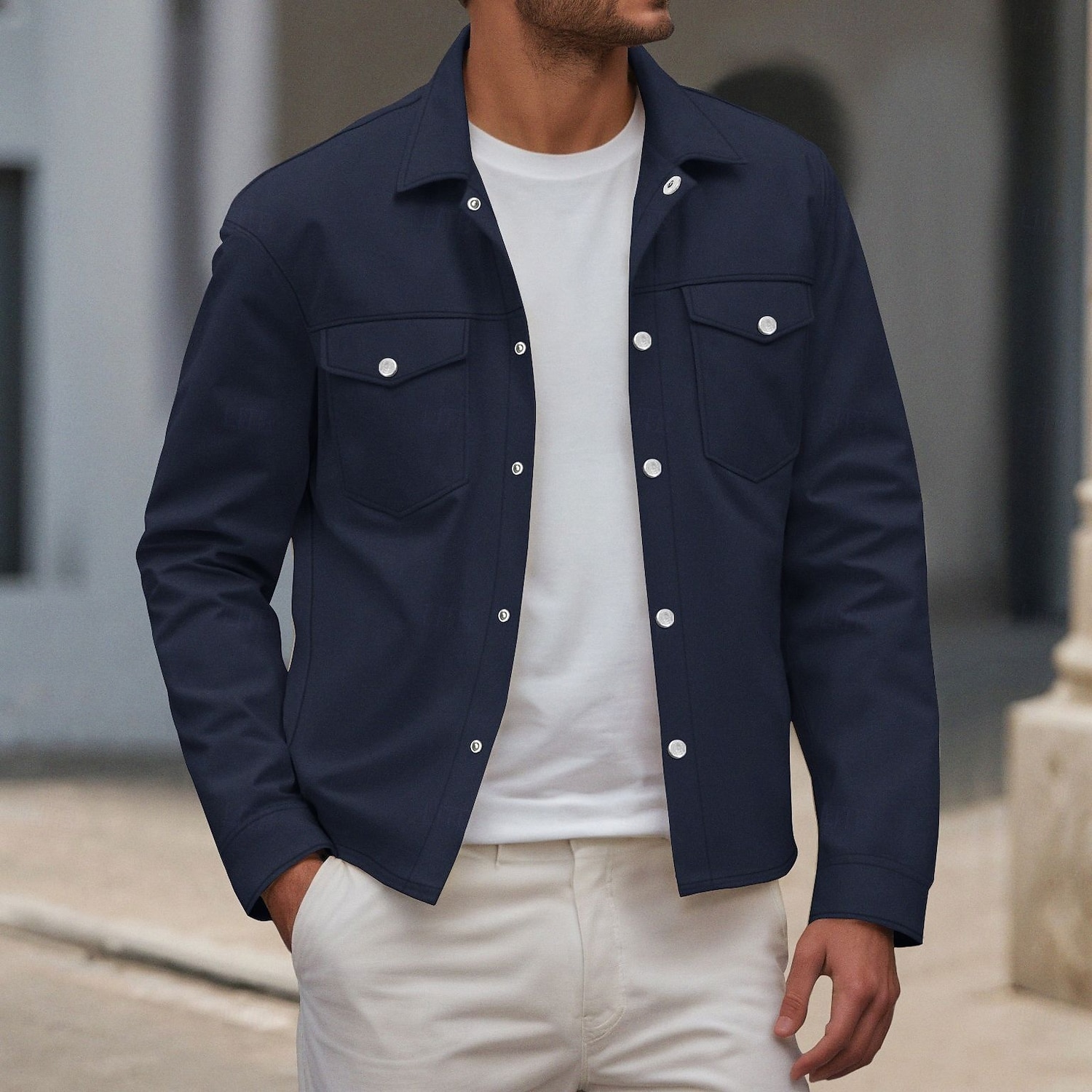 Homme Veste Légère Chemise Veste Formel Maison Portable Avec Poches Printemps Automne Hiver Couleur Unie Actif ancien Col de chemise Régulier Noir Vert Claire bleu marine Kaki Veste de 2026 ? $36.99 –P6