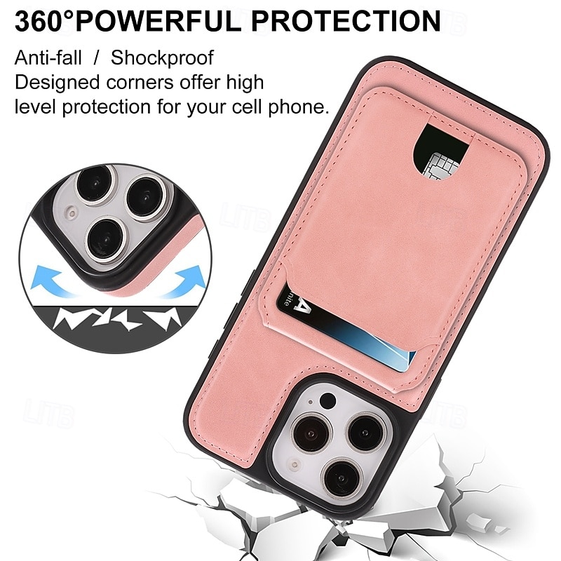 телефон Кейс для Назначение iPhone 17 Pro Max 17 Air i16 15 14 Pro Max Plus 16e 13 Pro Max Кейс на заднюю панель Магнитный Откидная подножка Разъем для карты Ретро ТПУ Кожа PU 2026 - $18.99 –P8