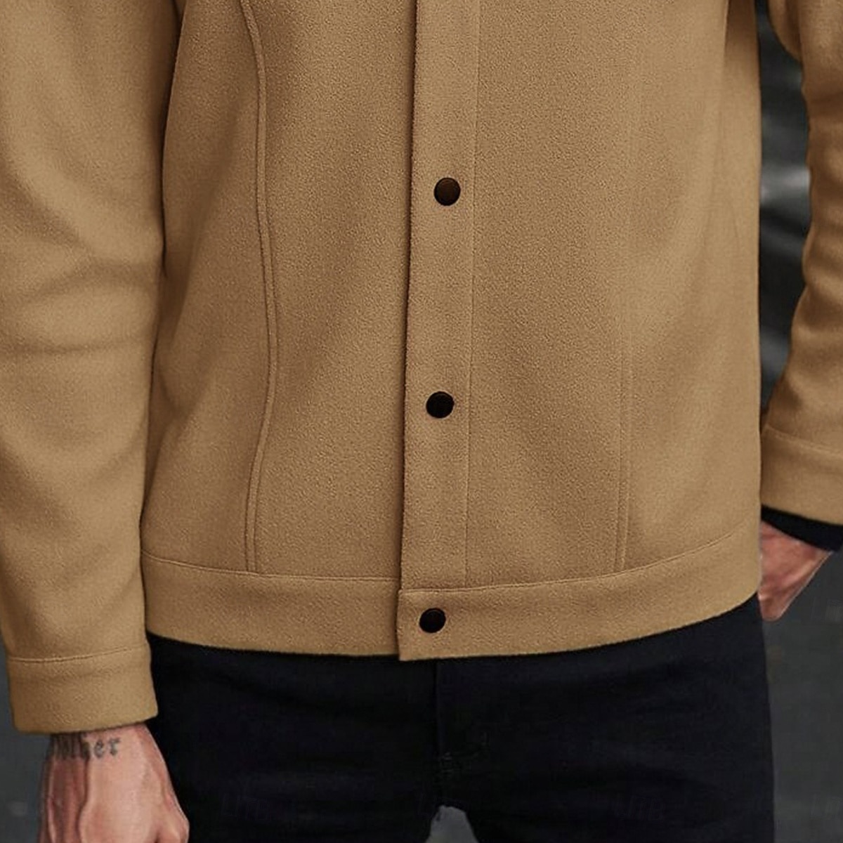 Herren Leichte Jacke Hemdjacke Formell Heim Tragbar Knopf vorne Frühling Herbst Winter Einfarbig Aktiv Vintage Umlegekragen Regulär Schwarz Weiß Khaki Grau Jacken 2025 - $30.99 –P8