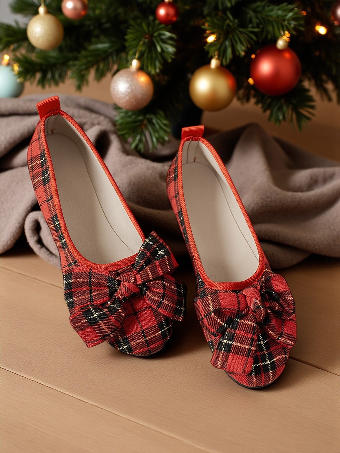 ballerine da donna a quadri rossi con grande fiocco – ballerine casual in stile natalizio per feste, shopping e outfit quotidiani del 2026 a $24.99 –P3