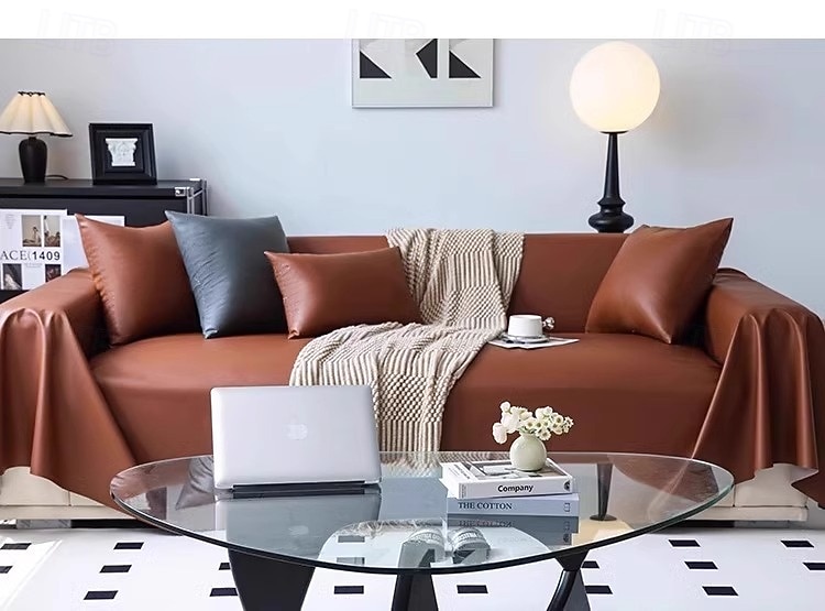 Housse de sofa en faux cuir de luxe anti-rayures housse complète résistante aux cheveux jeté de sofa en une pièce pour toutes les saisons de 2025 ? $33.99 –P2