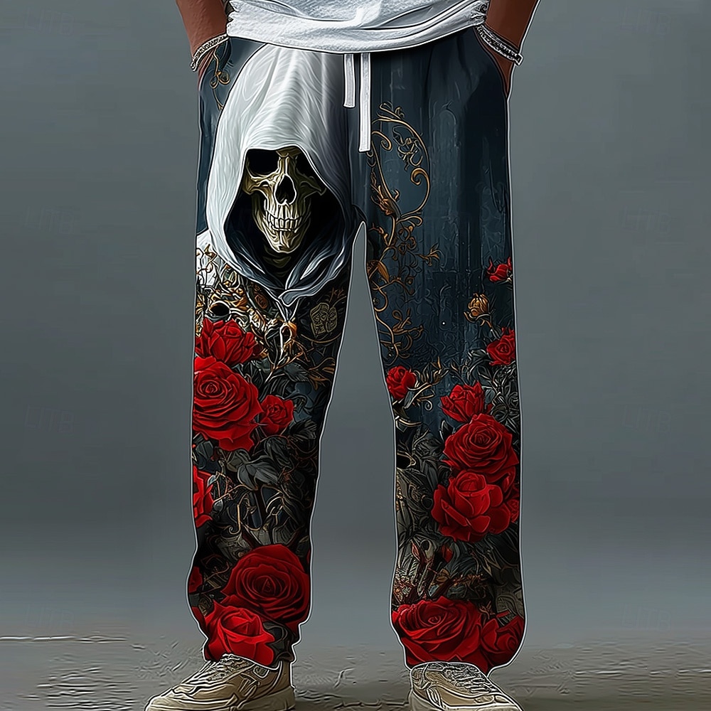 Men's Costumes Trousers Baggy Pants Casual Pants Mid Waist Dark Punk Gothic Style Holiday Elastic Drawstring Waist Linen-Like Pants with Pockets Spring Fall 3D Print Dark 2026 - $27.99 –P1