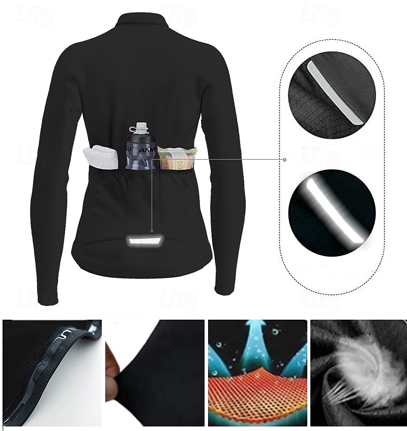 Dames Wielrenshirt Grafisch Verloop Lange mouw Fietsen Shirt Kleding Bovenlichaam met 3 achterzakken Zonbescherming UV-bestendig Sneldrogend Reflecterende strips Sport Roze Kleding 2026 - $34.99 –P5