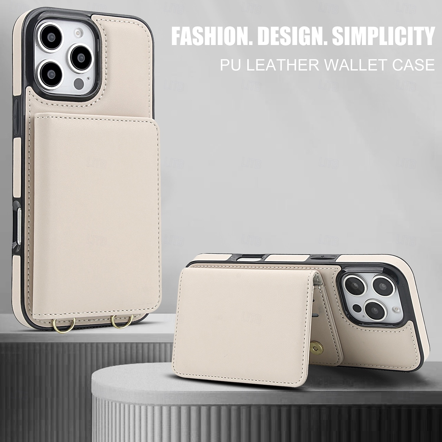 telefoon hoesje Voor 16 15 14 Pro Max 16e 13 Pro Max 13 Mini Achterkant met draagkoord Standaard Kaartsleuf Retro TPU PU-nahka 2026 - $19.99 –P8