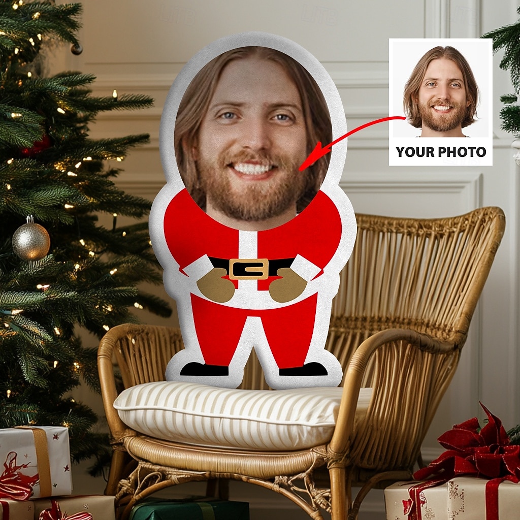 Personalized Customized Christmas Face Pillows With Santa Elf Snowman Designs Fun Holiday Decoration Unique Gift Idea For Family Kids Friends Home Celebrations 2026 - $20.99 –P5