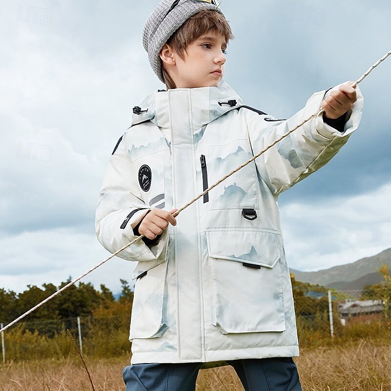 Kinder Unisex Daunenjacke Outdoorjacke Daunenjacke Oberbekleidung Einfarbig Tarnung Langarm WASSERDICHT warm halten Winddicht Mantel Outdoor Täglich Basic Schwarz Weiß Rosa Herbst Winter Ab 4 Jahren 2025 - $82.99 –P5
