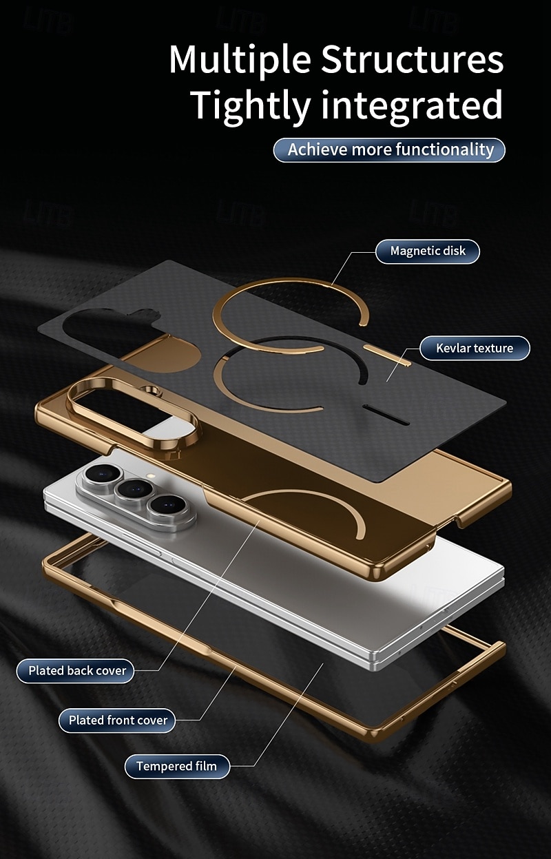 Phone Case For Samsung Galaxy Z Fold 7 Z Fold 6 Z Fold 5 Z Fold 4 Z Fold 3 Back Cover with Screen Protector Magnetic Support Wireless Charging Retro Plating PC PU Leather 2025 - $17.99 –P8