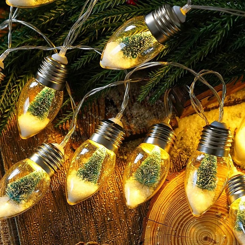 Guirlande lumineuse de Noël à ampoules, flocon de neige, sapin de Noël, 1,5 m, 10 LED, alimentée par piles, pour fête de Noël, fenêtre, balcon, porche de 2025 ? $15.99 –P2