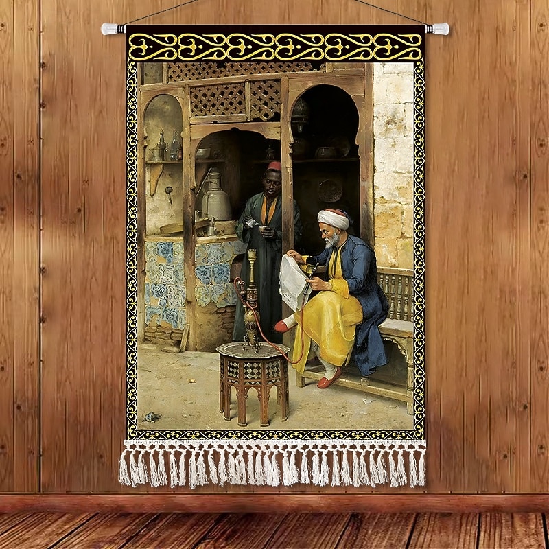 Skönhet Uyghur etnisk stil väggtapet konstnärlig bakgrundsdekoration boho hängande konst för sovrum vardagsrum eller café 2025 - $14.99 –P5