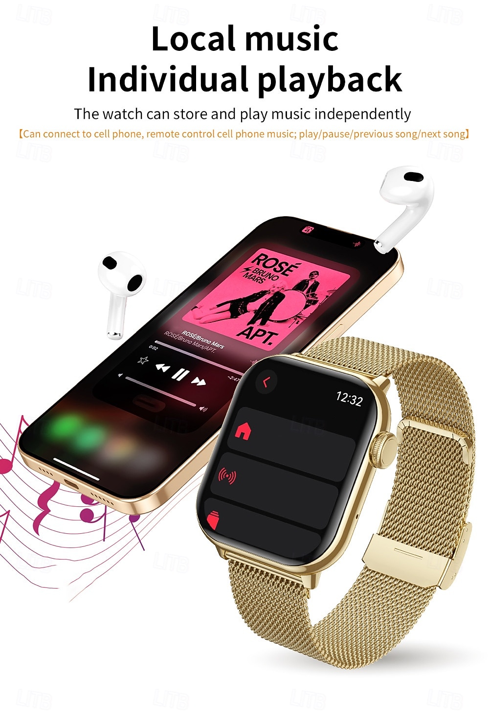 Montre connectée grand écran 1,85 pouces pour hommes et femmes, appels Bluetooth, 100 modes sportifs, fréquence cardiaque, sommeil, santé, musique locale, météo de 2025 ? $57.99 –P11