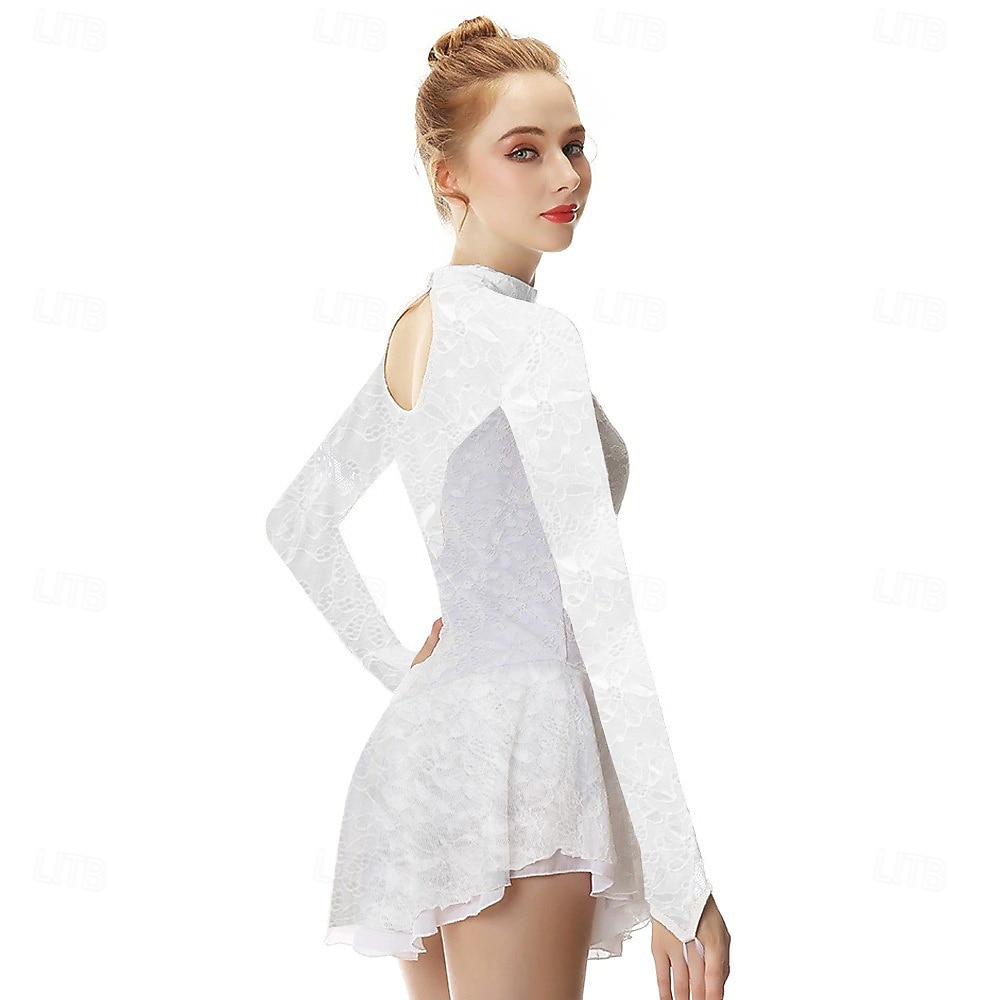 Kunstschaatsjurk Dames Voor meisjes Schaatsen Jurken Outfits Wit Geel Donker paars Spandex Hoge Elasticiteit Professioneel Wedstrijd Kunstschaatskleding Modieus Lange mouw Kunstschaatsen 2026 - $106.99 –P14