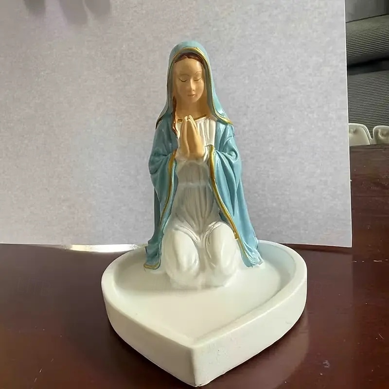Neitsyt Maria Jeesus rukousnauha haltija pyhä katolinen veistos uskonnollinen siunattu patsas uskonnollinen lahja sopii makuuhuoneeseen olohuoneeseen toimistotyöpöydän koristeluun 2025 - $24.99 –P8