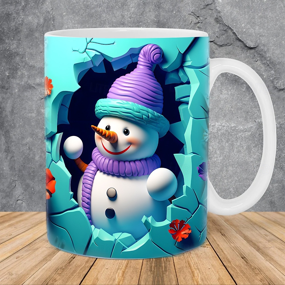 Cană cadou de Crăciun cu om de zăpadă 3D, 12 oz, ceașcă de cafea ceramică drăguță pentru sărbători, cană festivă de ceai cu ciocolată caldă pentru iarnă, petrecere de Crăciun, birou, decor de colecție 2026 - $13.99 –P5