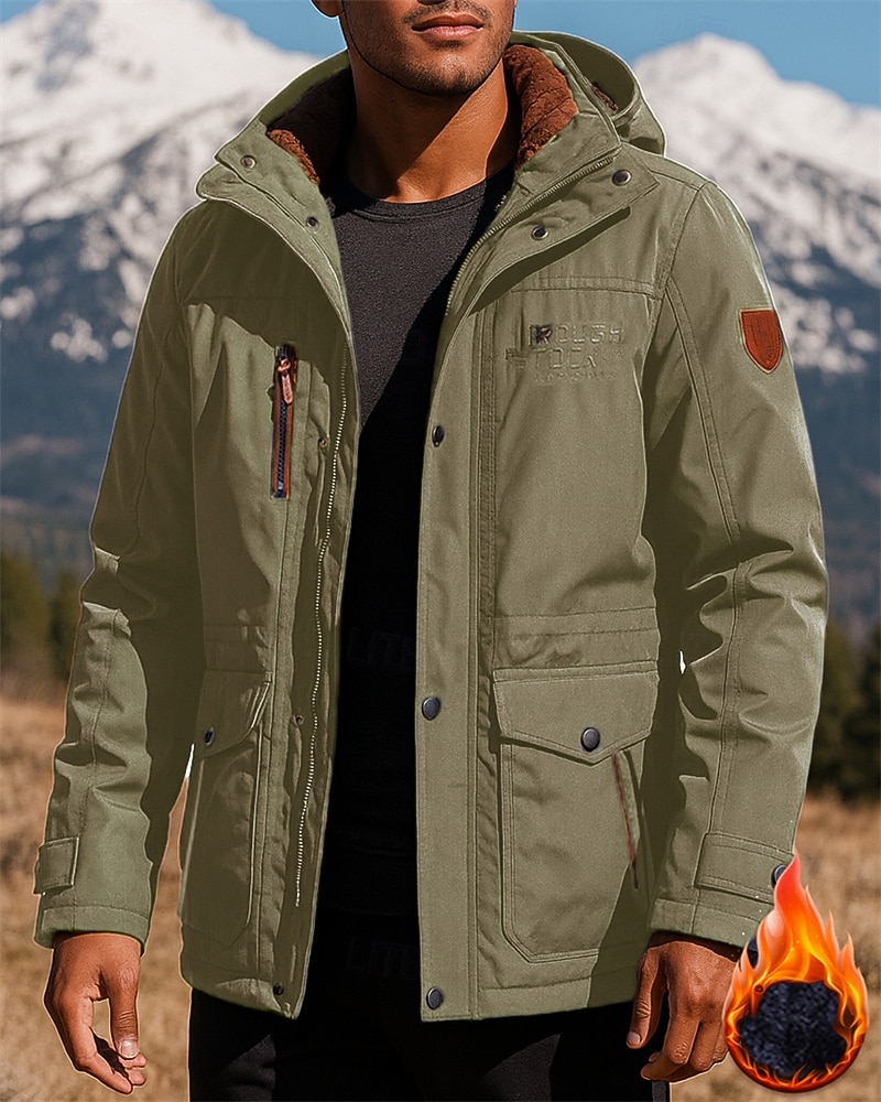 Per uomo Giacca con Cappuccio Giacca da escursionismo Giacca in pile da escursionismo Cotone Inverno All'aperto Calore Termico Antivento Giacche in pile Caccia Arrampicata Campeggio / Escursionismo del 2025 a $63.99 –P4
