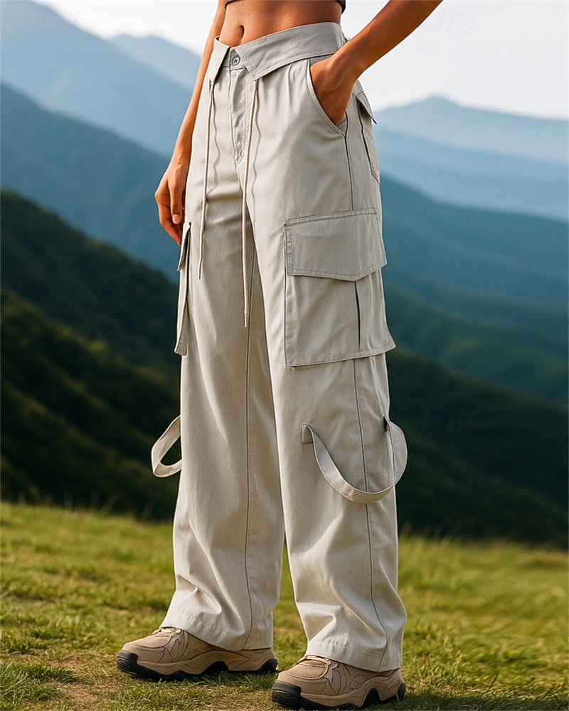 Damskie Spodnie cargo Spodnie turystyczne spodnie turystyczne Wiosna Jesień Na wolnym powietrzu Regularny Odporność na wiatr Szybkie wysychanie Oddychający Spodnie Ściągana na sznurek Kieszeń Czarny 2026 - $31.99 –P3