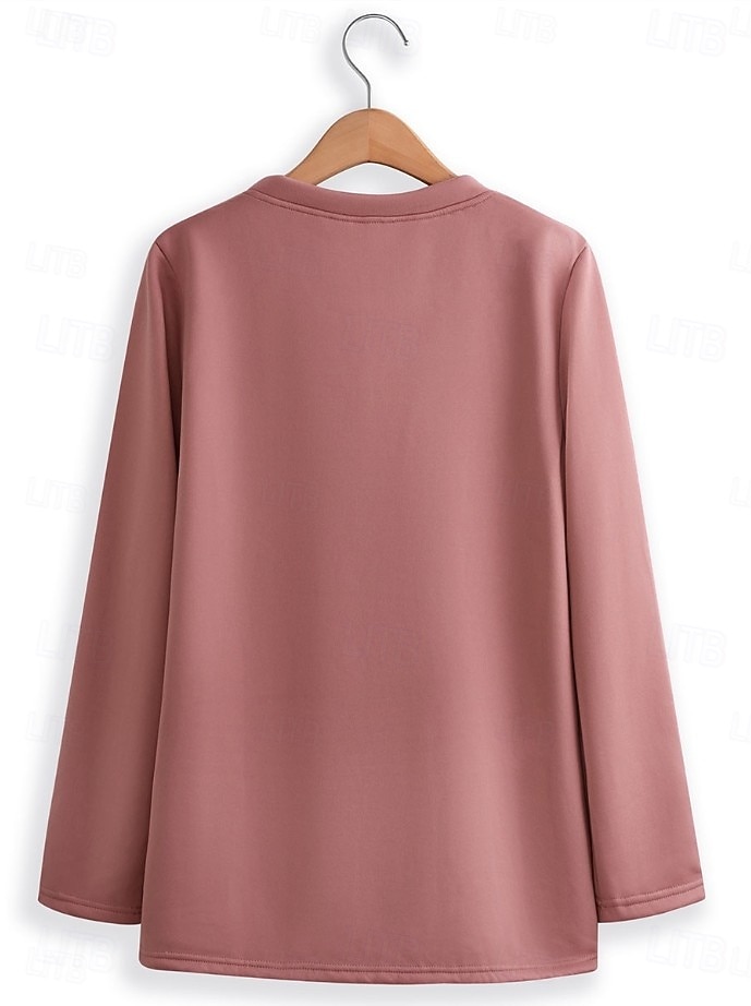 Dam Pullover-tröja Grafisk Bokstav Varm Ledigt Suddig Långärmad Rund hals Långa toppar Gata Ledigt Svart Rodnande Rosa Blå Vår Höst Vinter 2025 - $25.99 –P3