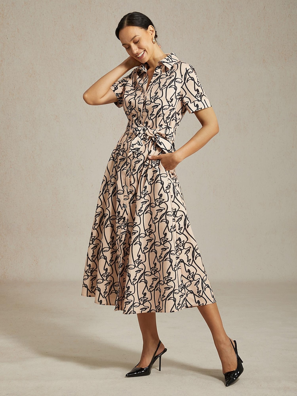 Damenhemd mit kurzen Ärmeln, abstraktes Kunstmuster, Taschen, Pendeln, gesellschaftliche Zusammenkünfte, Frühling, Sommer 2026 - $15.99 –P6