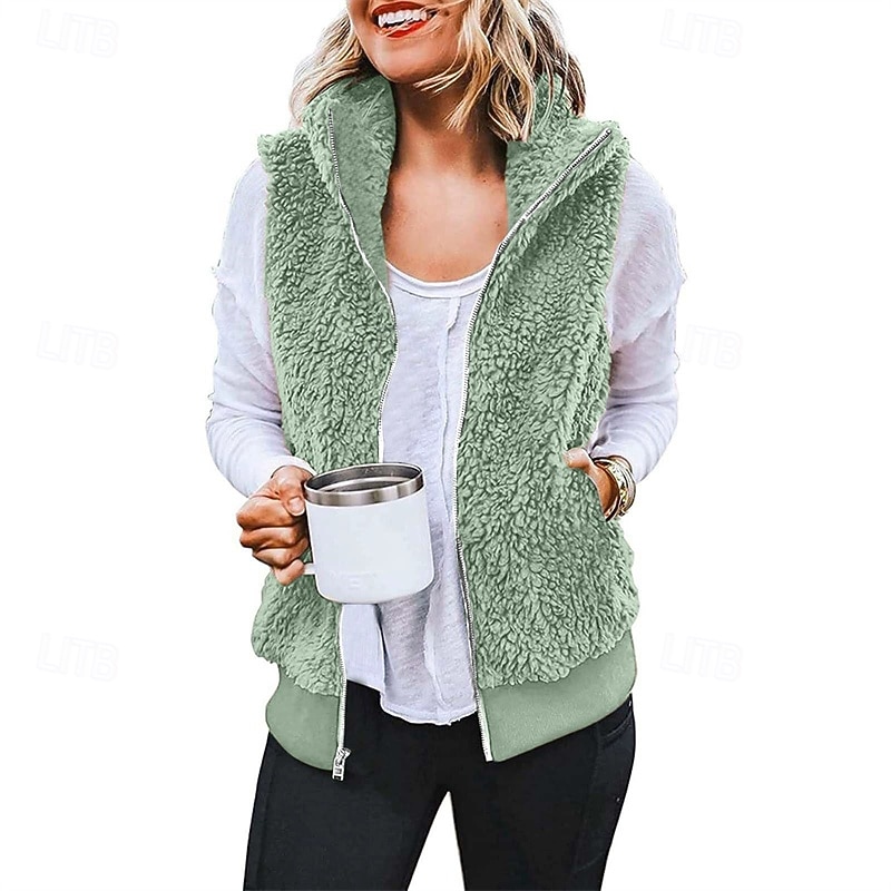 Mujer Chaqueta casual Cómodo Transpirable Cremallera Bolsillo Casual Plano Vacaciones Calle Casual Ropa Cotidiana Cremallera Corto Regular Con Capucha Ajuste regular Sin Mangas Ropa de calle Negro 2025 - $28.99 –P4