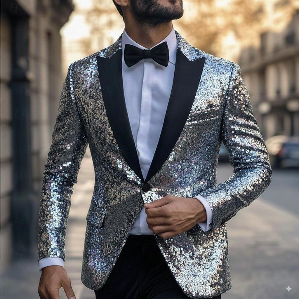 Giacca da uomo blazer per matrimoni o feste casual per tutte le stagioni elastan poliestere di colore solido basic blazer monopetto con un bottone argento nero rosso blu del 2026 a $61.99 –P11