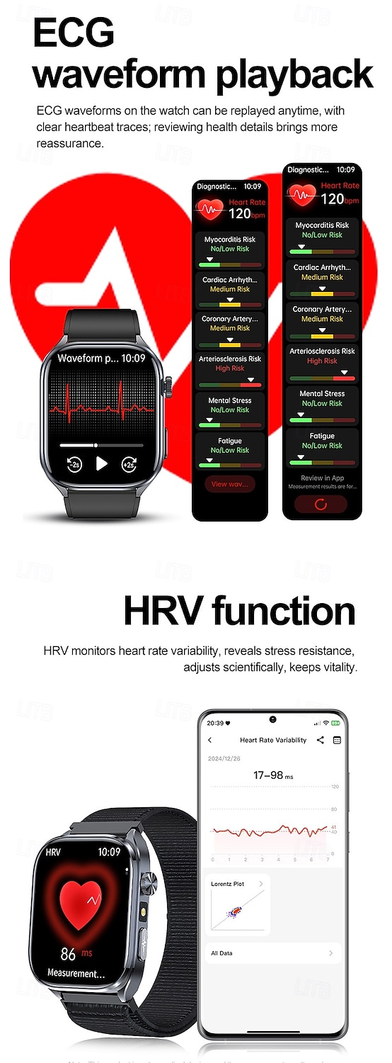 iMosi ET572 Relógio inteligente 2 polegada Relógio inteligente Bluetooth ECG + PPG Monitoramento de temperatura Podômetro Compatível com Android iOS Feminino Masculino Suspensão Longa Chamadas com de 2025 por $51.99 –P6