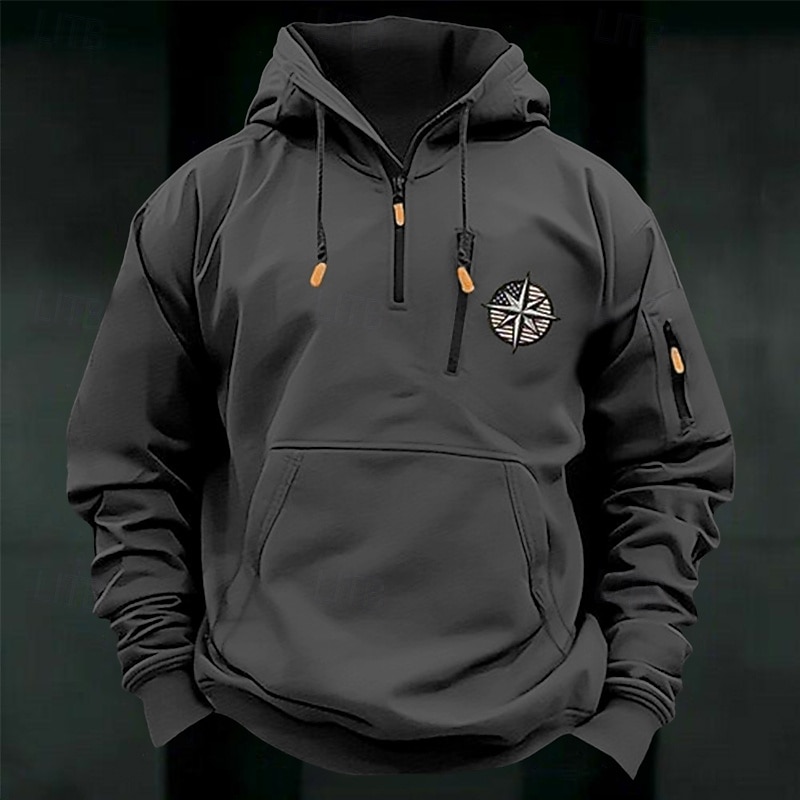 Per uomo Felpa con cappuccio Felpa con cappuccio e zip corta Felpa con cappuccio tattica Nero Verde militare Borgogna Blu marino Blu Reale Con Cappuccio Semplice Cerniera Sport & Outdoor Casuale del 2025 a $23.99 –P6