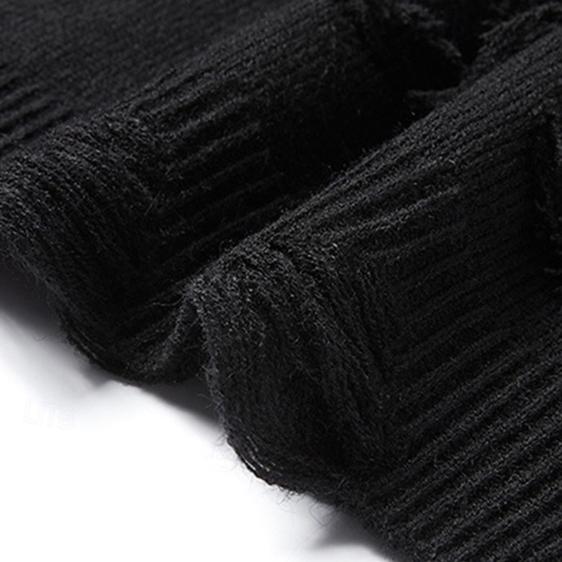 Herren Pullover Strickpullover Gerippt Stricken Normale Oberteile Gestrickt Zerrissen Einfach Rundhalsausschnitt Mode Basic Urlaub Alltagskleidung Bekleidung Herbst Winter Schwarz Khaki M L XL 2026 - $47.99 –P8