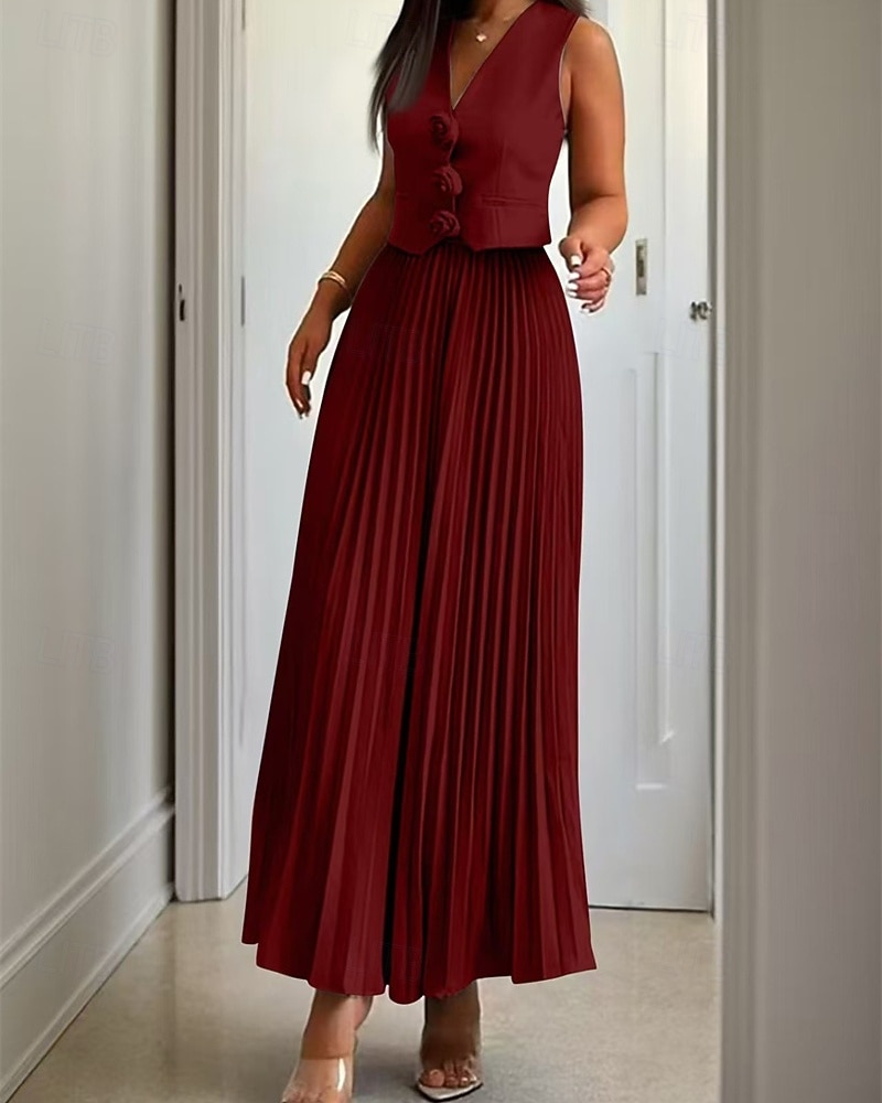 Femmes Robe Midi Robe Décontractée Robe Ensemble Robe en Satin Élégant Mode Moderne Extérieur Quotidien Sortir Coupe régulière Uni Sans manches Col en V Noir Rose Claire Vin Bleu Printemps Automne de 2025 ? $51.99 –P2