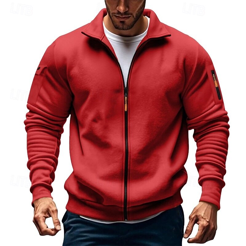 Per uomo Felpa con cappuccio Felpa con cappuccio a zip intera Felpa con cappuccio in pile Felpa con cappuccio tattica Nero Bianco Verde militare Rosso Borgogna Colletto Mao Semplice Cerniera Sport del 2025 a $27.99 –P12