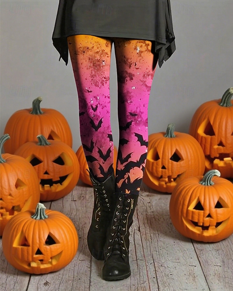 Dámské Kalhoty Legíny Pohodlné legíny Šik ven Na běžné nošení Plná délka Vysoký pasPantsHalloween Netopýr Elastický pas Tisk Prodyšnost Pohodlné Elastické Dovolená ulice Denní nošení Světlá růžová 2025 - $24.99 –P3