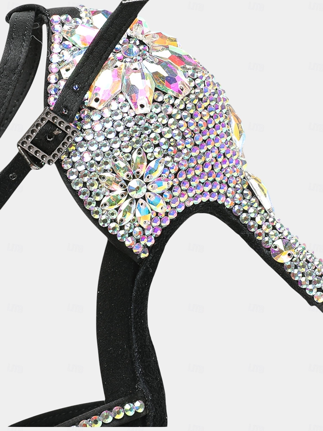 Sapatos de dança latina pretos com strass para mulheres - saltos brilhantes para festas de salão com tira no tornozelo para salsa, rumba e eventos noturnos de 2026 por $54.99 –P9