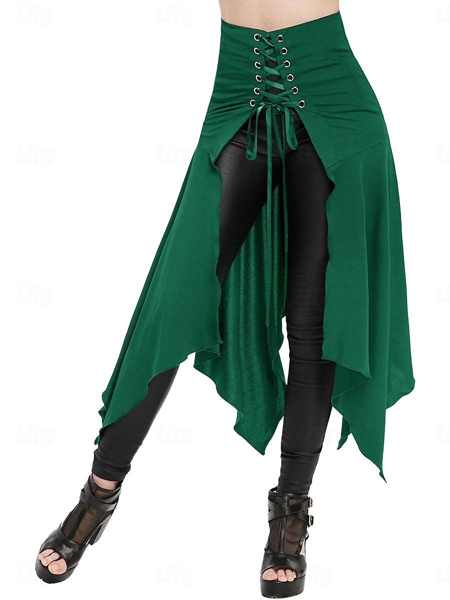 Per donna Vintage Principessa Casual Maxi Vita Alta Gonne Semplice Tasca Orlo asimmetrico Inelastico Quotidiano Feste Blu Vinaccia Nero Verde Primavera del 2026 a $21.99 –P8