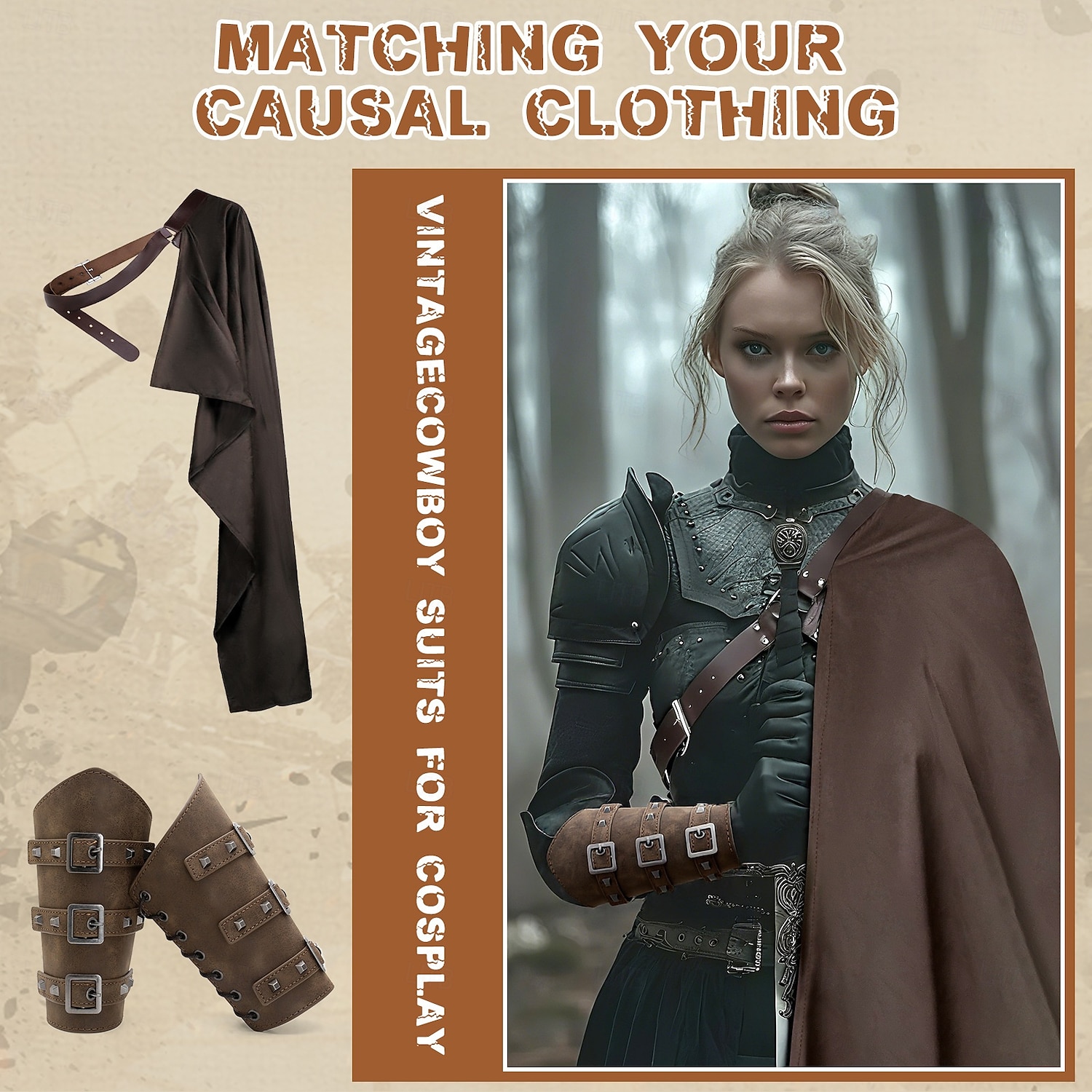 Retro Středověké Renesanční Zbraně a výzbroj Přehoz Náramek Válečník Viking Maškarní kostým Unisex Viking předvečer Všech svatých Karneval Výkon LARP Ren Faire Dospělí Přehoz Kolluk Celý rok 2025 - $36.99 –P7