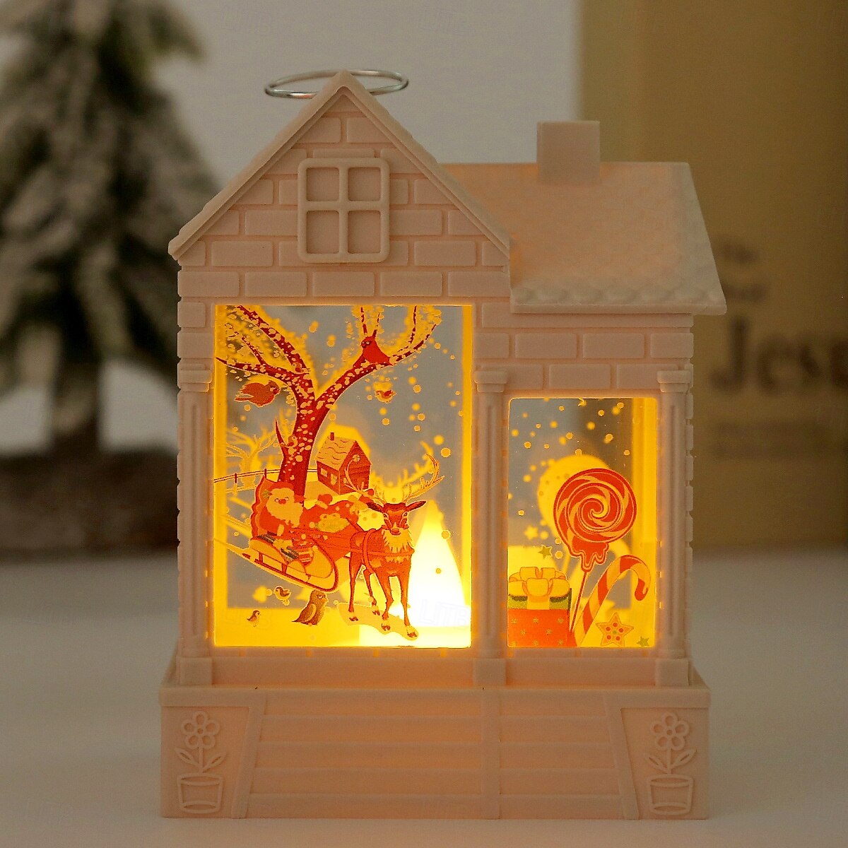 1 Pc 12.2 * 8.9CM Christmas retro small house shaped LED electronic candle night light desktop Christmas style ornament light LR1130 * 3 battery 2025 - $3.49 –P2