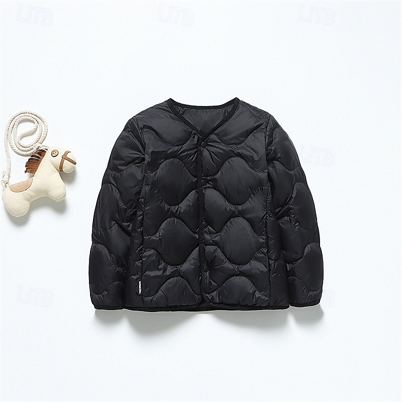Kinder Mädchen Daunenjacke Daunenjacke Einfarbig Niedlich Tasche Knöpfe Schule Mantel Oberbekleidung 4-12 Jahre Winter Schwarz Hellgrün Rosa 2025 - $116.99 –P7