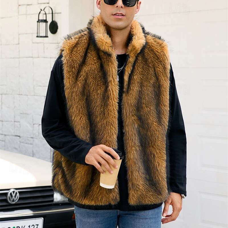 Herren Weste Kunstpelz-Mantel Gilet Outdoor Täglich Mode Lässig