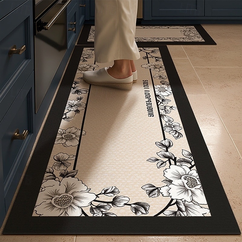 Tappeti da cucina di lusso in terra di diatomee color crema, ampia area, copertura totale, assorbente, resistente all'olio, asciugatura rapida, antiscivolo, tappeto da cucina, decorazione per la casa del 2026 a $9.49 –P1