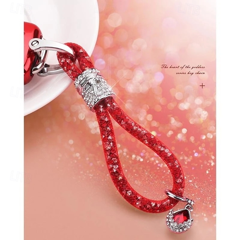 1 stuk luxe auto sleutelhanger met strass steentjes, anti-verlies, zilveren gesp, auto sleutelhanger, kettinghouder, telefoon sleutelhanger, bling accessoires 2026 - $11.99 –P9