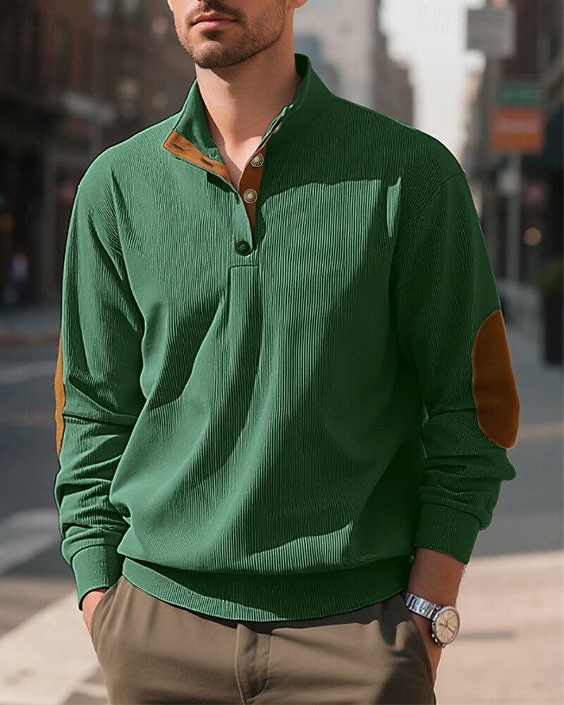 Homens Moletom Preto Verde Claro Verde Tropa Azul Marinha Azul Henley Bloco de cor Patchwork Desportos e Ar livre Diário Feriado Poliéster Roupa de rua Básico Casual Primavera Outono Roupa Moletons de 2025 por $24.99 –P1