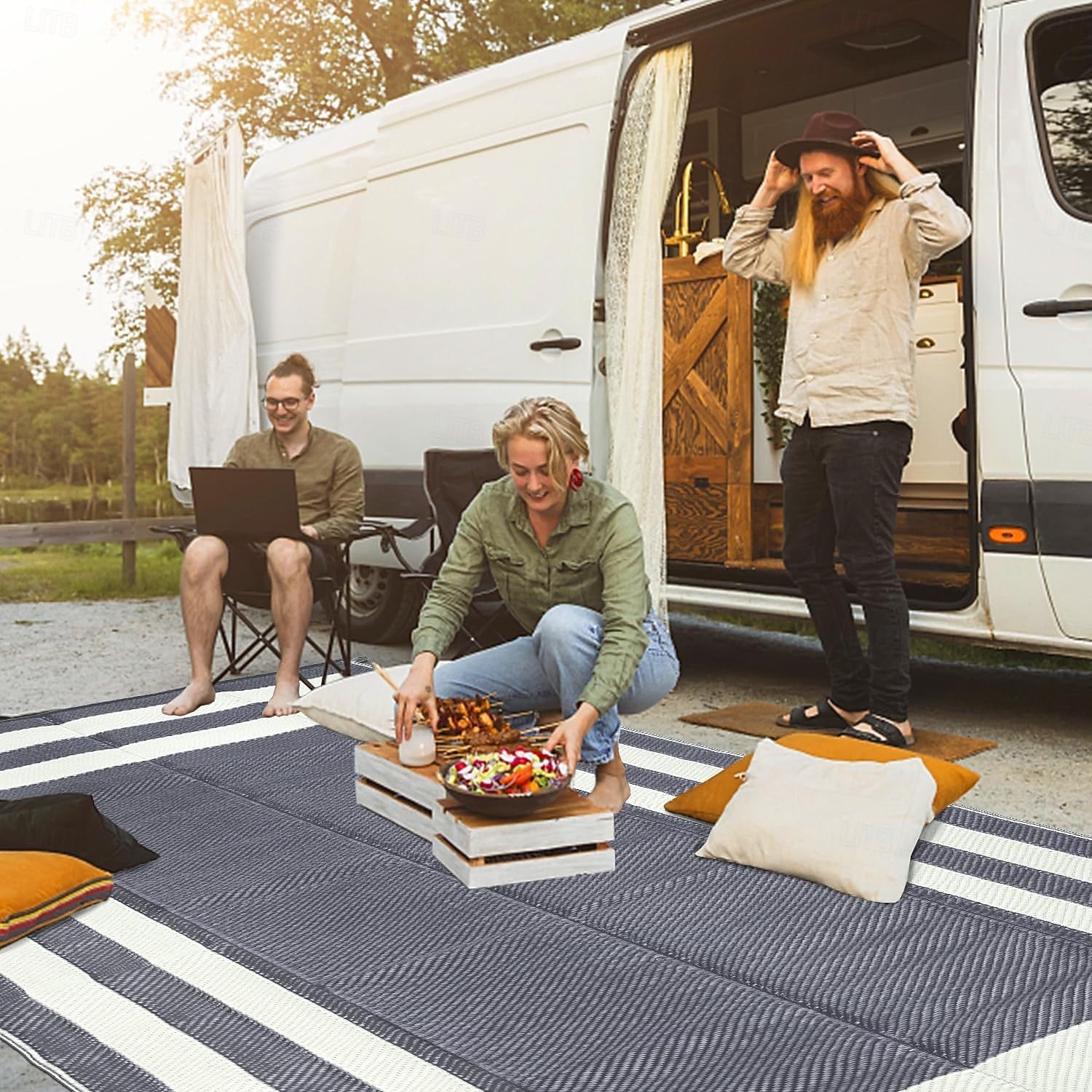 ulkomatto moderni kuvio ulkomatto, kestävä muovimatto terasseille, leirintäalueille, uima-altaiden reunoille &matkailuauto 2026 - $46.99 –P7