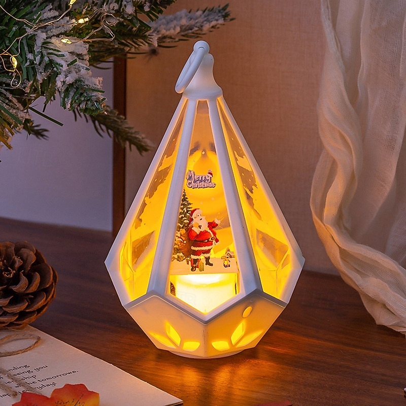 1 pieza 16 * 9,6 cm luz de vela iluminada LED navideña, linterna de mano, luz de adorno de decoración de mesa de reunión interior y exterior, luz colgante de luz de viento lr1130 * 3 baterías 2025 - $4.49 –P3