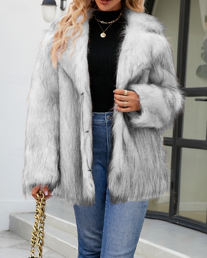 Damskie Płaszcz Płaszcz ze sztucznego futra Zatrzymujący ciepło Wygodny Futra i skóry Moda Wzór tie-dye Urlop Ulica Wyjściowe Weekend Długie Wieczorne Regularny Długi rękaw Odzież wierzchnia 2025 - $55.99 –P2