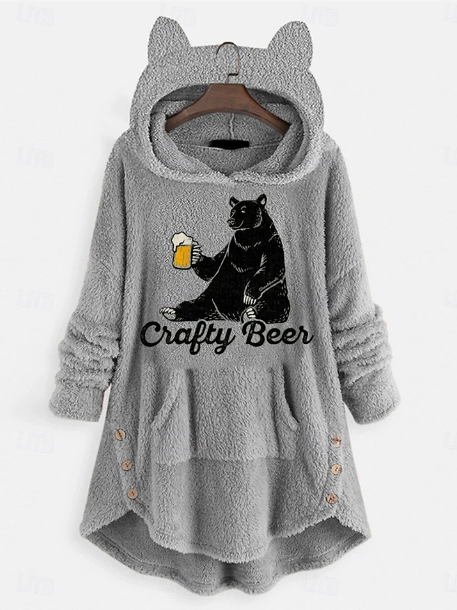 Női Pulóver Hoodie pulóver Állat Szöveg Alkalmi Hosszú ujj Kapucni Hosszú felsők Utca Hétköznapi Arcpír rózsaszín Bor Szürke Ősz Tél 2025 - $31.99 –P1