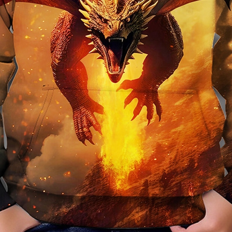 Halloween Boys' 3D Dinosaur Hoodie Long Sleeve Spring Fall Fashion Streetwear Kids 4-12 Years Hooded Outdoor Casual Daily Regular Fit 2026 - $18.99 –P3
