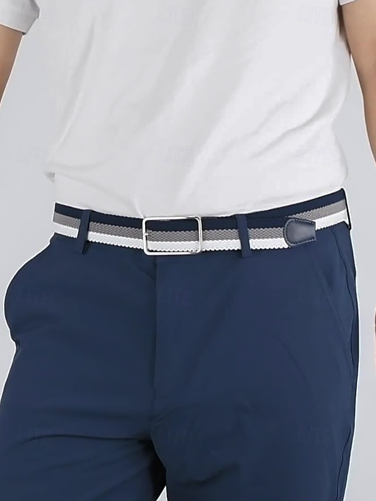 Stripete elastiske vevde herrebelter med sølvspenne, avslappet stretchbelte for komfort, tilgjengelig i flere fargealternativer, perfekt julegave 2026 - $18.99 –P1