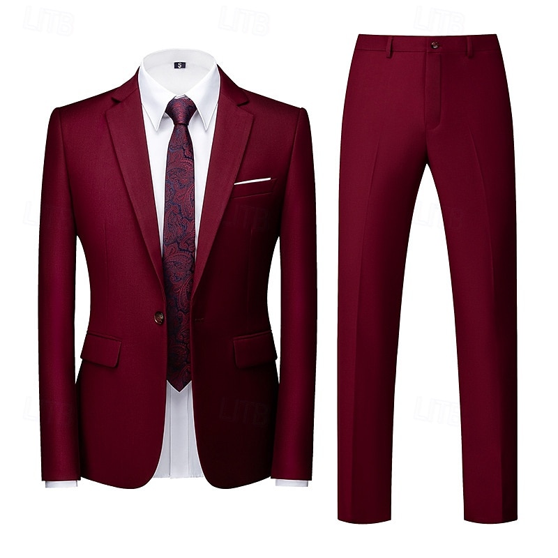 Homens Blazer Fato O negócio Coquetel Festa de Casamento 2 Peças Moda Casual Primavera Outono Poliéster Tecido Bolsos Botões Confortável Não Trespassado Jaqueta esporte Amarelo Escuro Cinzento Escuro de 2026 por $112.99 –P5