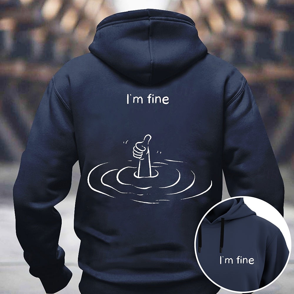 Hoodie graphique pour homme "Je vais bien" humour sarcastique pouces levés mode de vie à manches longues de 2026 ? $28.99 –P1