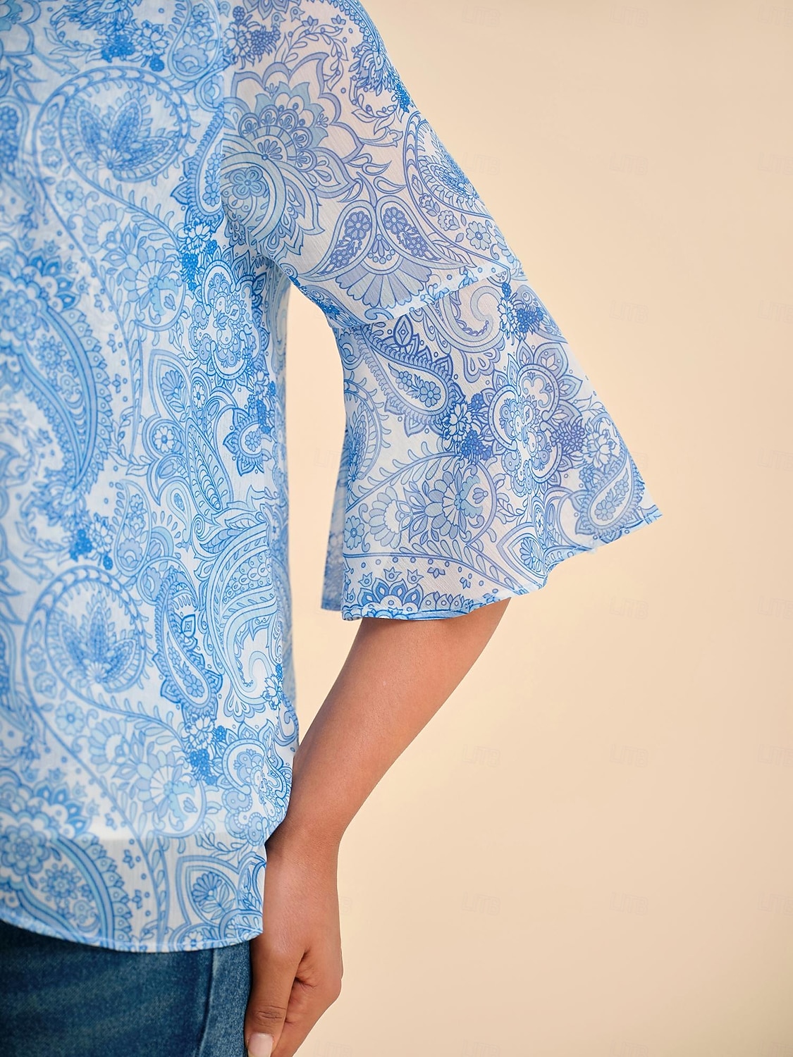 Femmes Féminin Paisley Occasionnel Bleu Ciel Manche 3/4 Élégant Décontracté Quotidien Col ras du cou Été Printemps Automne de 2025 ? $61.99 –P2