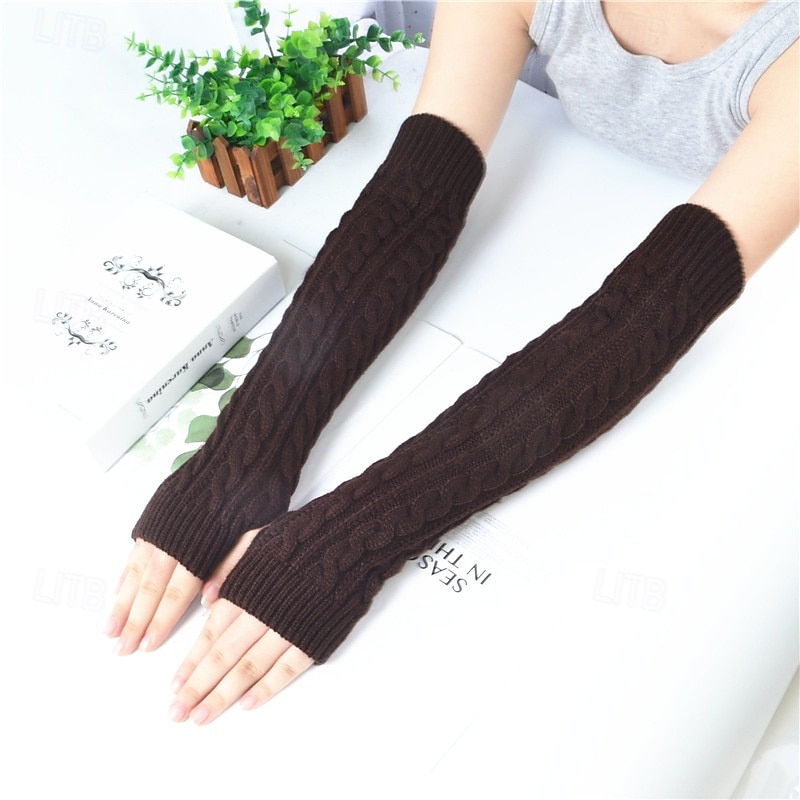 Naisten pitkät talvineulehihat, kynnettömät akryylikäsineet, lämpimät kädettömät neuleet syksyyn ja talveen, pitkät hihanlämmittimet 2026 - $10.99 –P13
