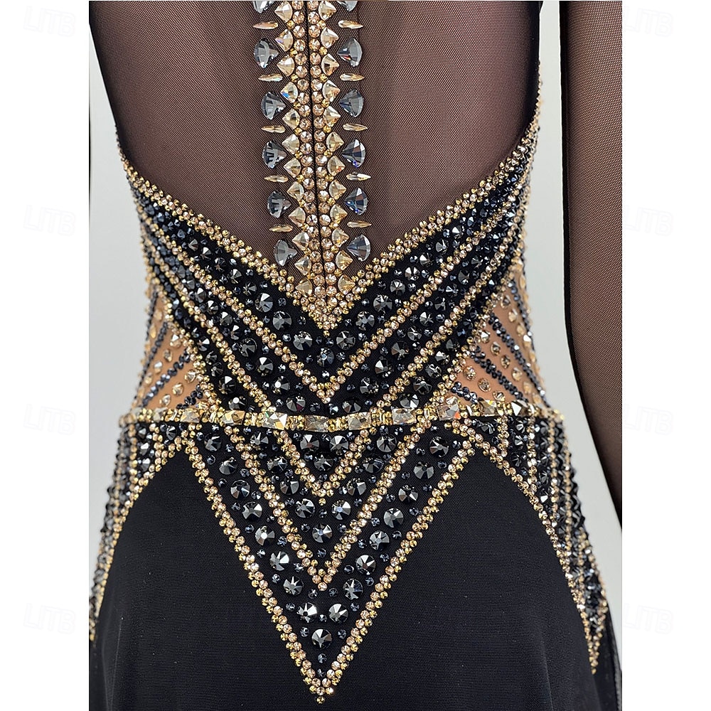 Abito da pattinaggio artistico Per donna Ragazze Pattinaggio sul ghiaccio Vestito Nero Patchwork Orlo asimmetrico Rete Spandex Alta elasticità Allenamento Competizione Vestiti da pattinaggio sul del 2026 a $242.59 –P3