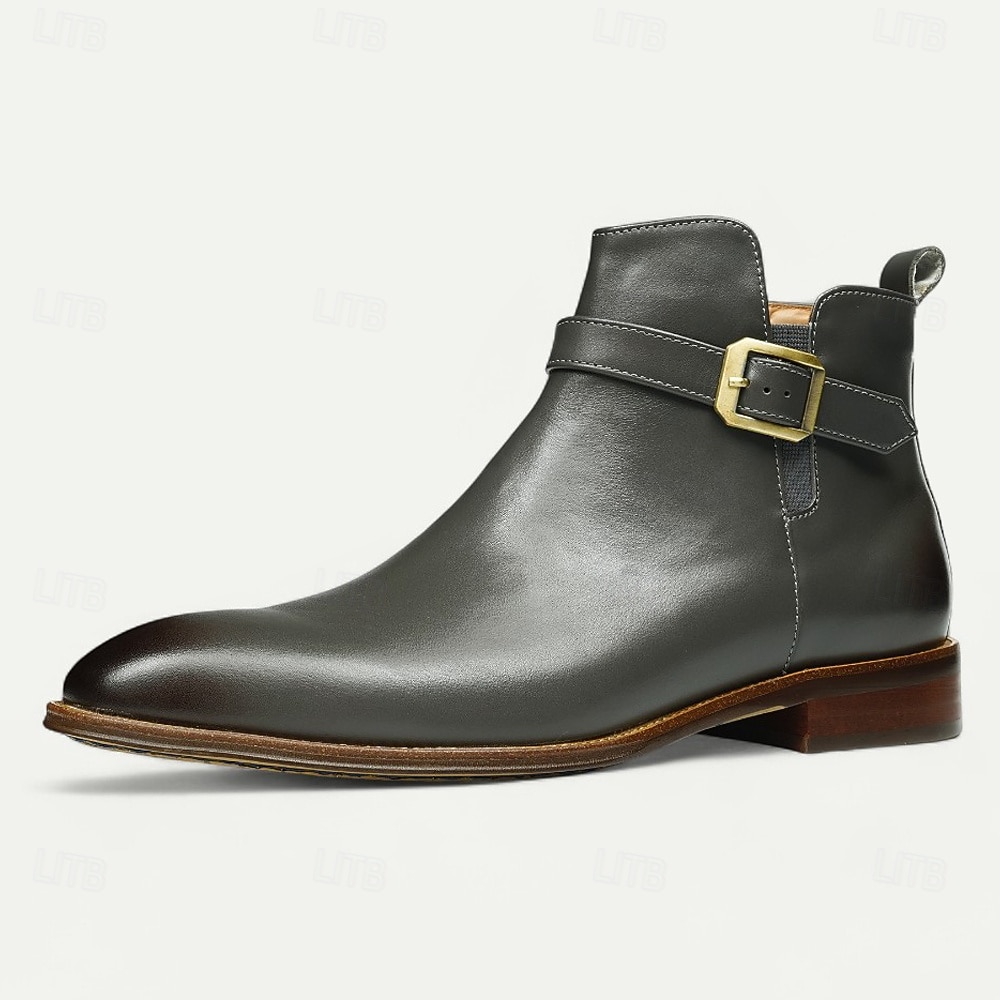 stivaletti alla caviglia da uomo con fibbia bianca, moderni stivali alla moda con cerniera laterale e cinturino per matrimoni, feste e abbigliamento casual alla moda del 2026 a $129.99 –P6